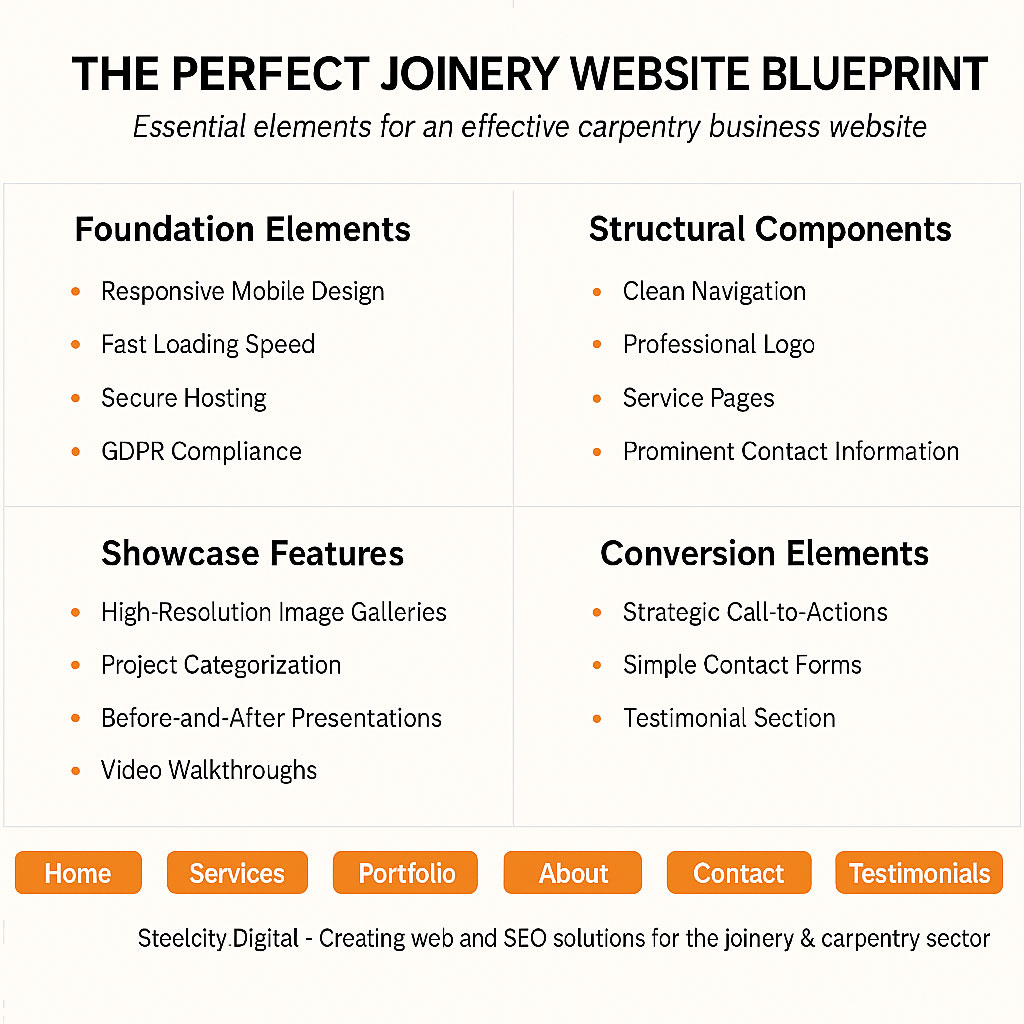 The perfect Sheffield joinery website blueprint infographic